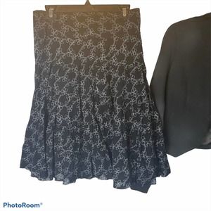 Max Studio Floral Embroidered Medium Skirt A-line Multicolor